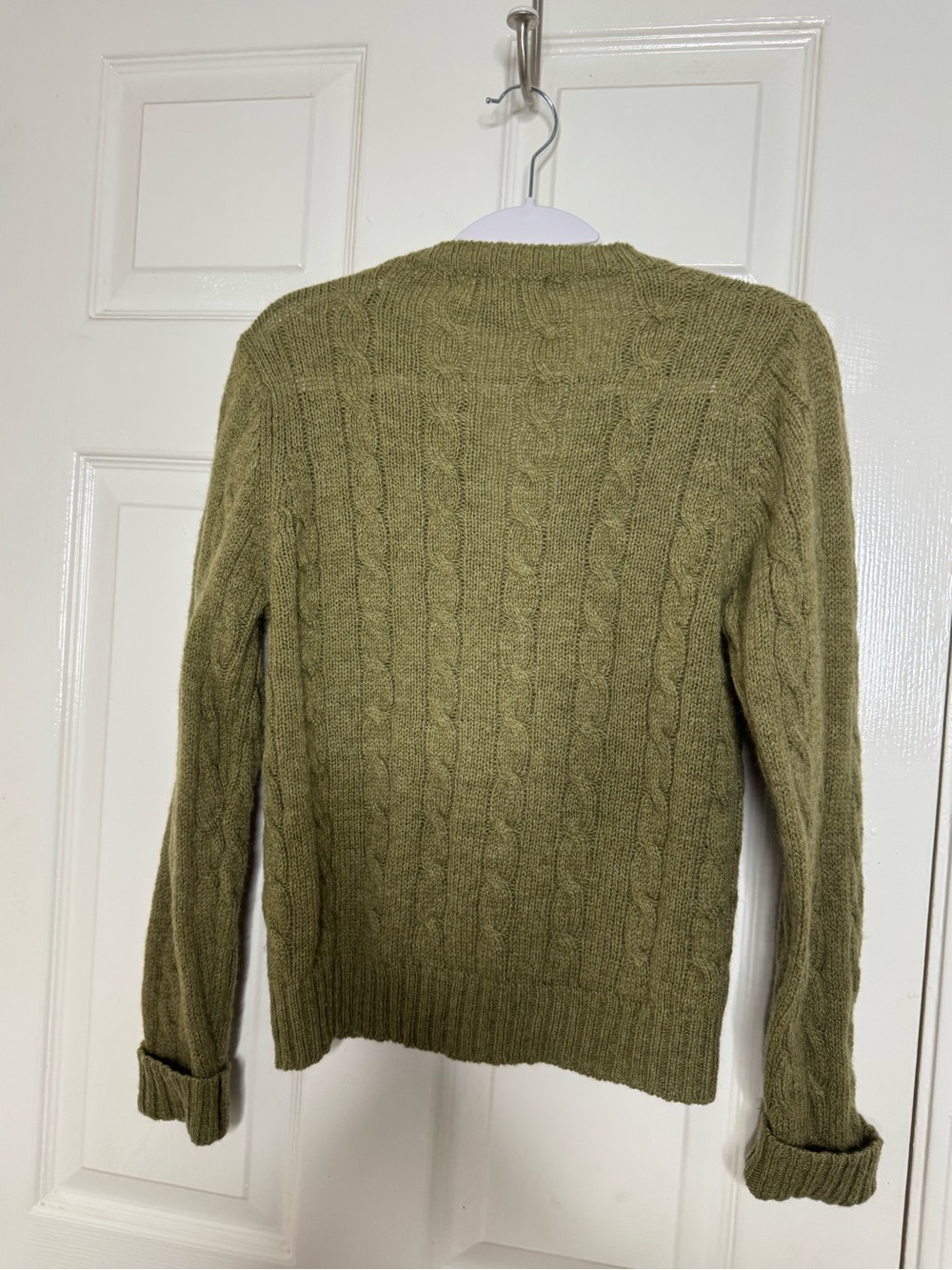 Olive Cable-Knit Crewneck Sweater for Women